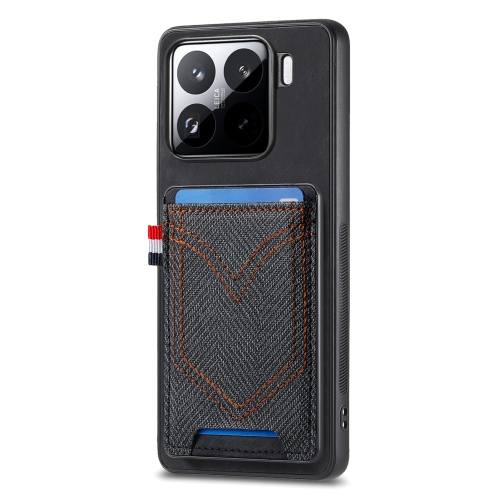 

For Xiaomi 15 Pro Denim Texture Leather Skin Phone Case with Card Slot(Black)