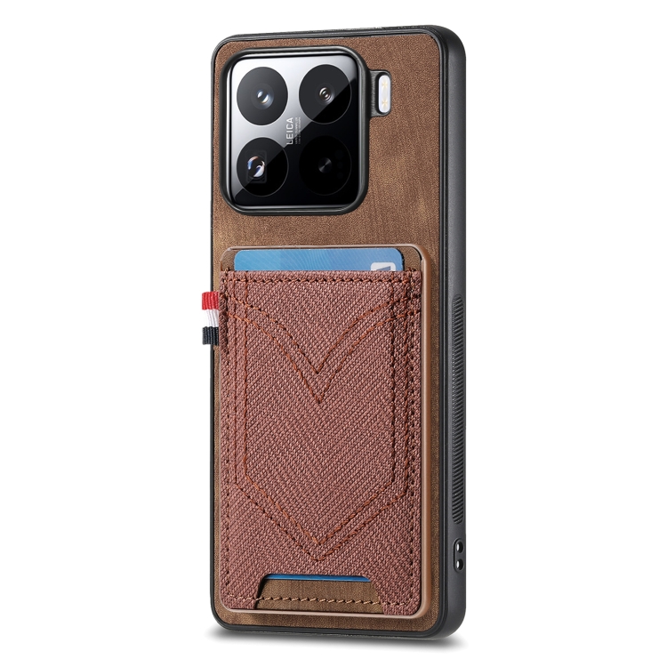 

For Xiaomi 15 Pro Denim Texture Leather Skin Phone Case with Card Slot(Brown)