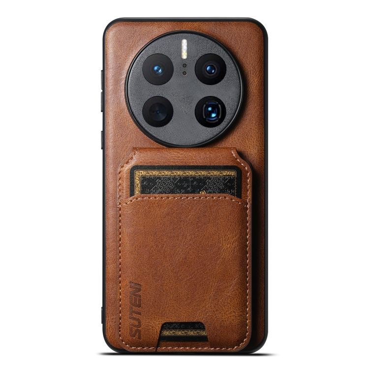 

For Huawei Mate 50 Pro Suteni H02 Leather Wallet Stand Back Phone Case(Brown)