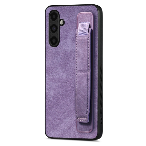 

For Samsung Galaxy A04s Retro Wristband Holder Leather Back Phone Case(Purple)