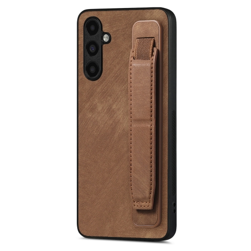 

For Samsung Galaxy A13 5G Retro Wristband Holder Leather Back Phone Case(Brown)