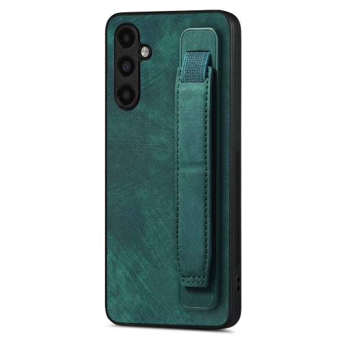 

For Samsung Galaxy A13 5G Retro Wristband Holder Leather Back Phone Case(Green)