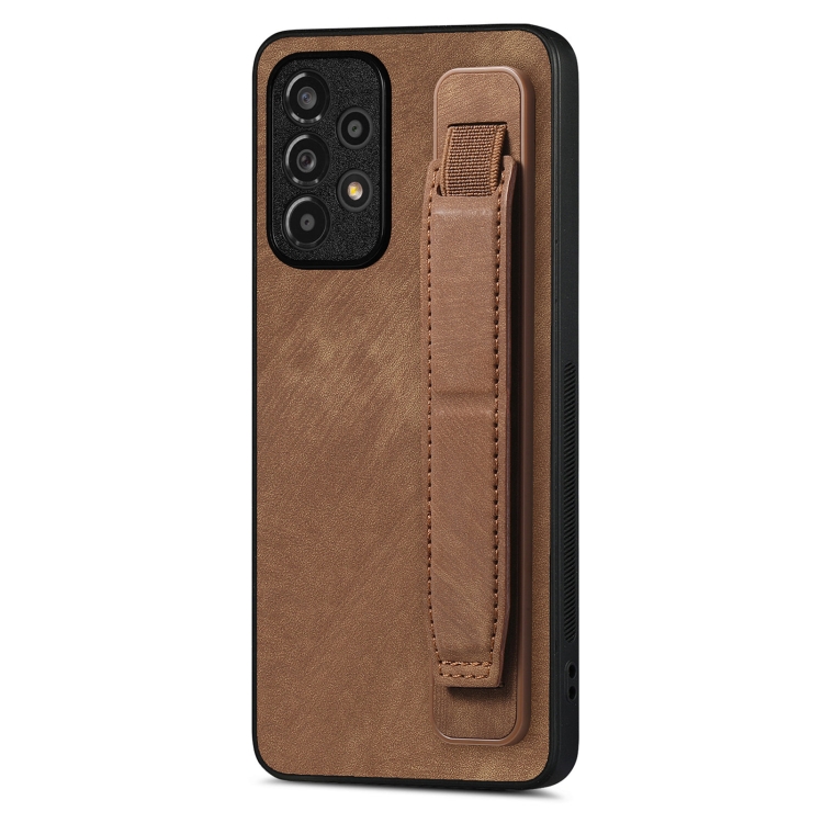 

For Samsung Galaxy A23 Retro Wristband Holder Leather Back Phone Case(Brown)