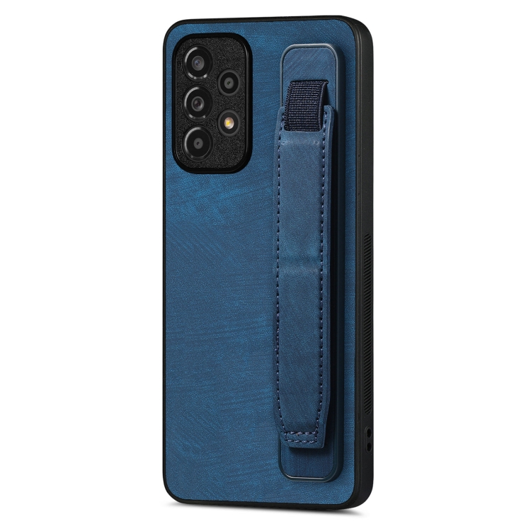 

For Samsung Galaxy A23 Retro Wristband Holder Leather Back Phone Case(Blue)