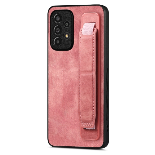 

For Samsung Galaxy A23 Retro Wristband Holder Leather Back Phone Case(Pink)