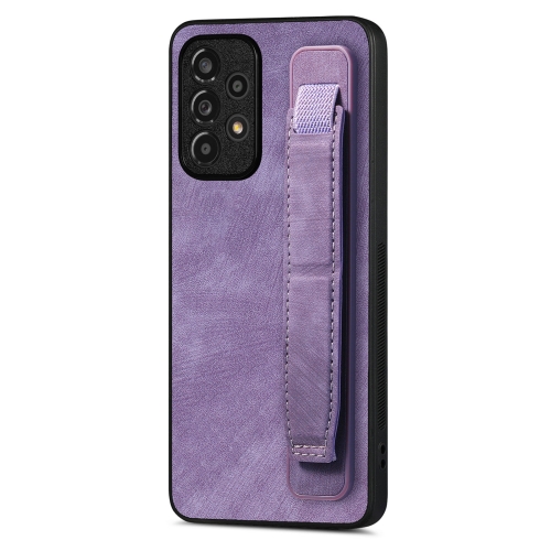 

For Samsung Galaxy A32 5G Retro Wristband Holder Leather Back Phone Case(Purple)