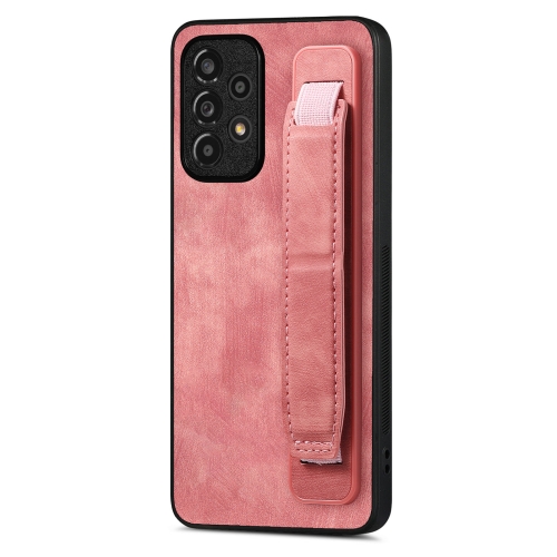 

For Samsung Galaxy A32 5G Retro Wristband Holder Leather Back Phone Case(Pink)
