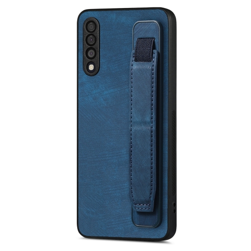 

For Samsung Galaxy A50s Retro Wristband Holder Leather Back Phone Case(Blue)