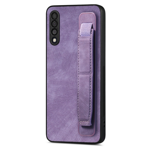 

For Samsung Galaxy A50s Retro Wristband Holder Leather Back Phone Case(Purple)