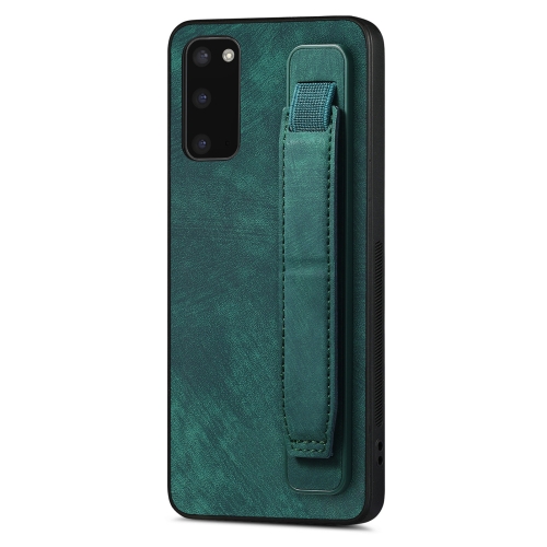 

For Samsung Galaxy S20 Retro Wristband Holder Leather Back Phone Case(Green)