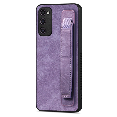 

For Samsung Galaxy S20 FE Retro Wristband Holder Leather Back Phone Case(Purple)