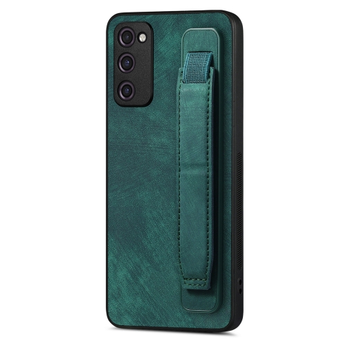 

For Samsung Galaxy S20 FE Retro Wristband Holder Leather Back Phone Case(Green)