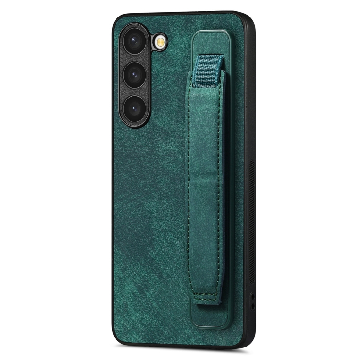 

For Samsung Galaxy S23 5G Retro Wristband Holder Leather Back Phone Case(Green)