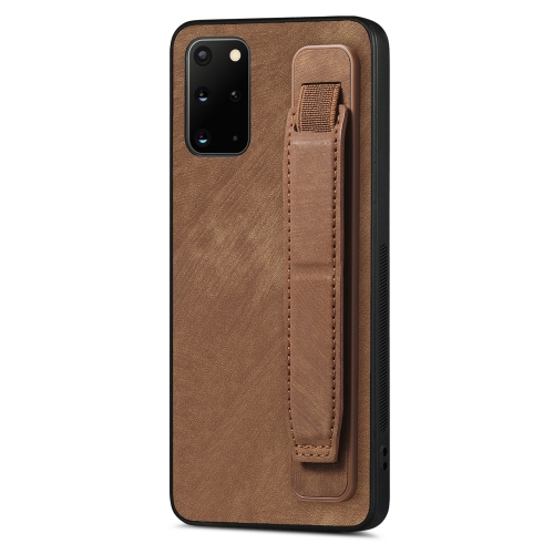 

For Samsung Galaxy S20+ Retro Wristband Holder Leather Back Phone Case(Brown)