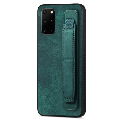 

For Samsung Galaxy S20+ Retro Wristband Holder Leather Back Phone Case(Green)