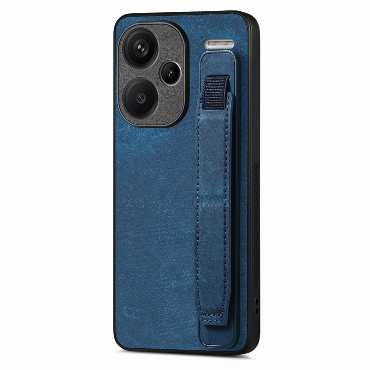 

For Xiaomi Redmi Note 13 Pro+ Retro Wristband Holder Leather Back Phone Case(Blue)
