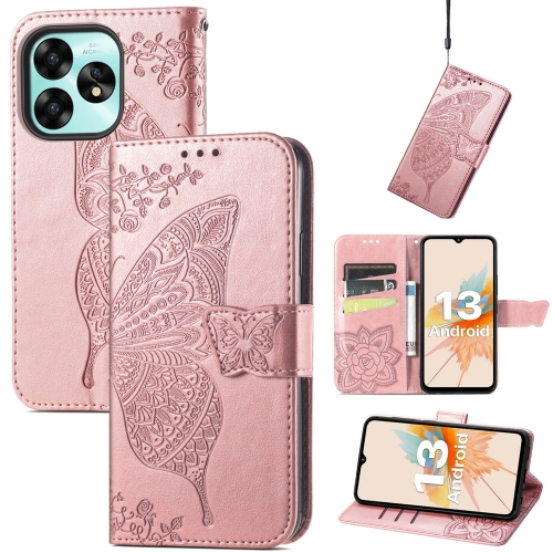 

For UMIDIGI G5 / G5A Butterfly Love Flower Embossed Leather Phone Case(Rose Gold)