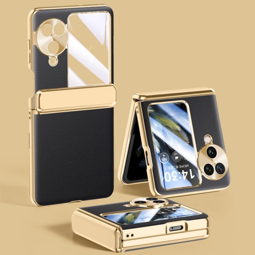 

For OPPO Find N3 Flip Electroplated Case-film Integral Hinge Shockproof Phone Case(Black)