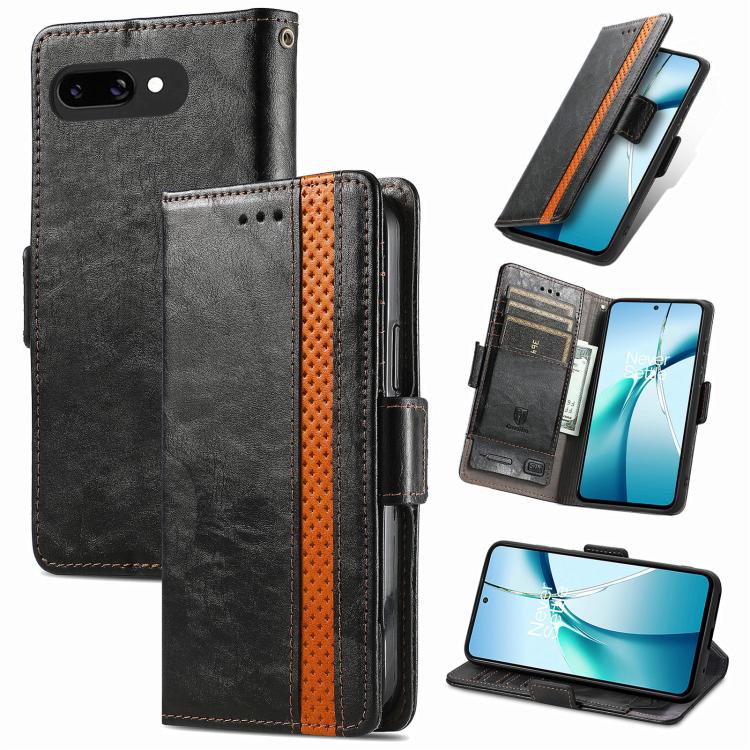 

For Google Pixel 9a CaseNeo Splicing Dual Magnetic Buckle Leather Phone Case(Black)