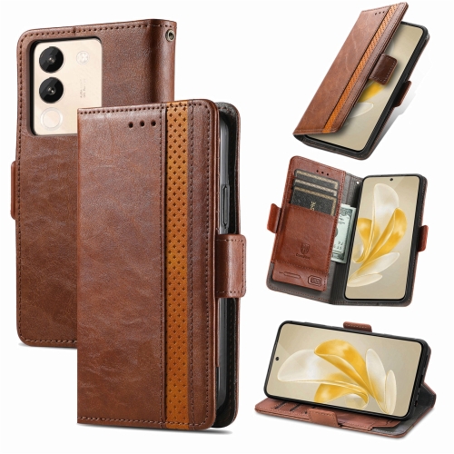 

For vivo Y200 / V29E CaseNeo Splicing Dual Magnetic Buckle Leather Phone Case(Brown)