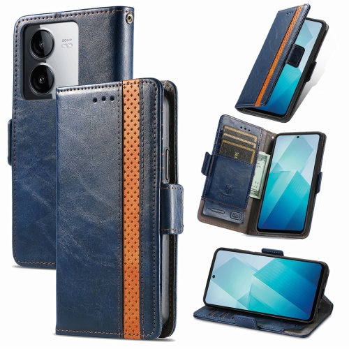 

For vivo iQOO Z8X CaseNeo Splicing Dual Magnetic Buckle Leather Phone Case(Blue)