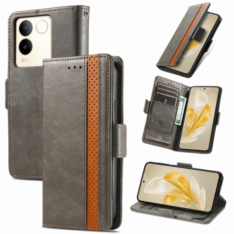 

For vivo S17E CaseNeo Splicing Dual Magnetic Buckle Leather Phone Case(Gray)