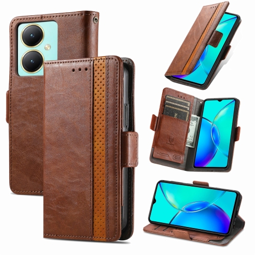 

For vivo Y27 CaseNeo Splicing Dual Magnetic Buckle Leather Phone Case(Brown)