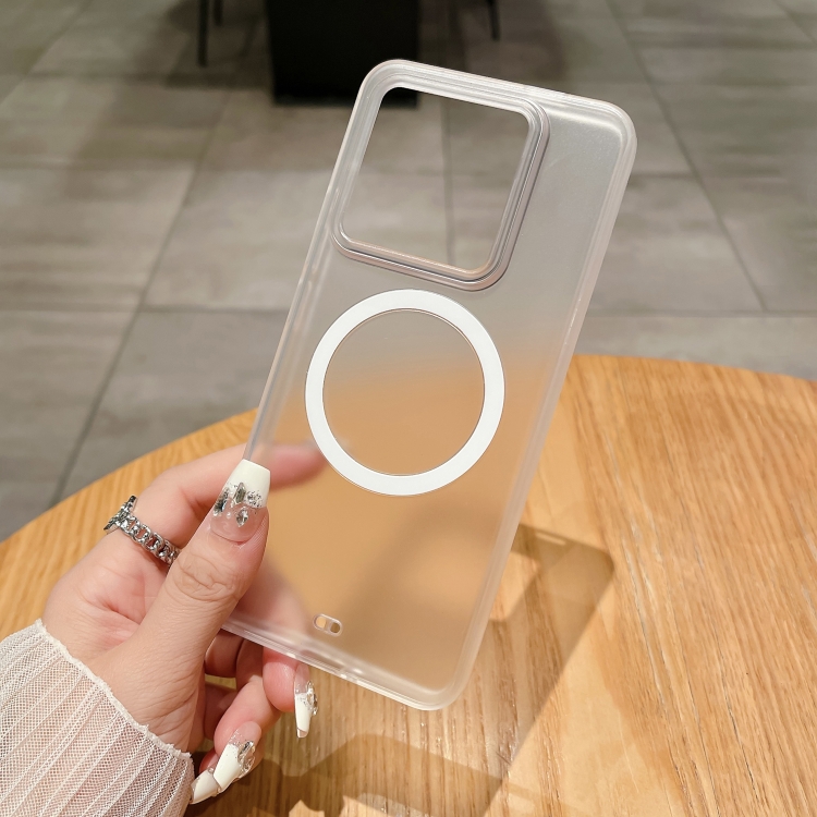 

For Xiaomi 14 Dual-color MagSafe TPU Hybrid Clear PC Shockproof Phone Case(white)