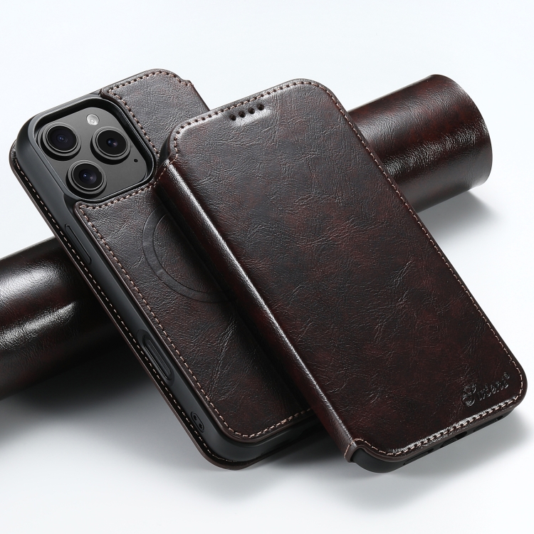

For iPhone 16 Pro Suteni J05 Leather Magnetic MagSafe Phone Case(Brown)