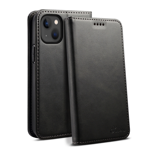 

For iPhone 15 Plus Suteni Calf Texture Horizontal Flip Leather Phone Case(Black)