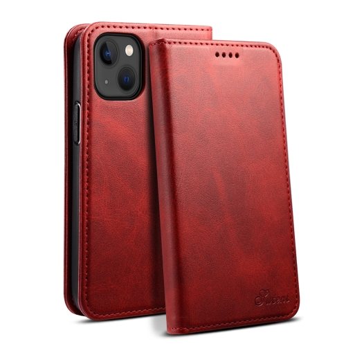 

For iPhone 15 Plus Suteni Calf Texture Horizontal Flip Leather Phone Case(Red)