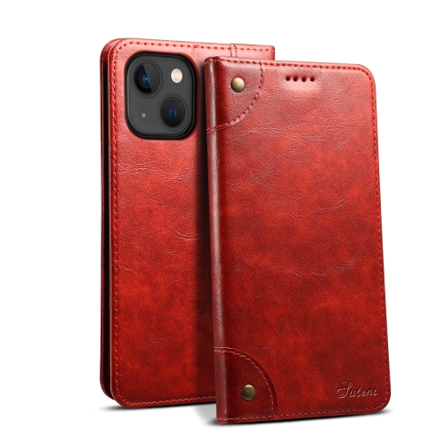 

For iPhone 15 Plus Suteni Baroque Calf Texture Buckle Wallet Leather Phone Case(Red)