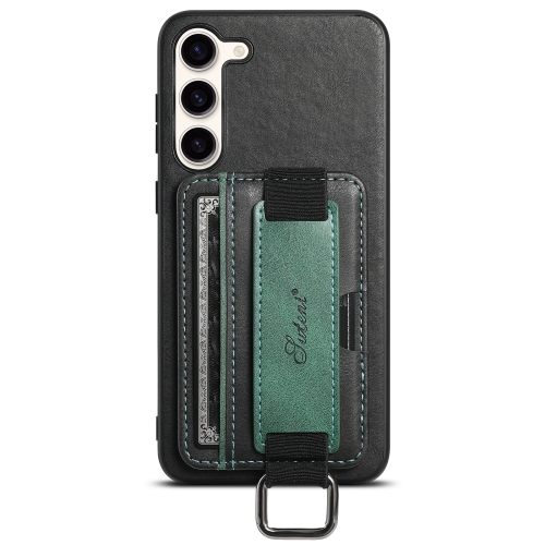 

For Samsung Galaxy S24 5G Suteni H13 Card Wallet Wrist Strap Holder PU Phone Case(Black)