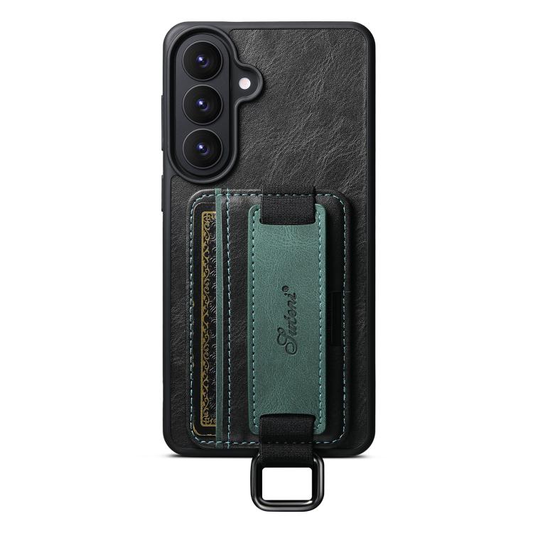 

For Samsung Galaxy S26+ 5G Suteni H13 Card Wallet Wrist Strap Holder PU Phone Case(Black)