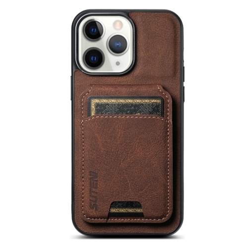 

For iPhone 11 Pro Max Suteni H02 Litchi Leather Card Wallet Stand Back Phone Case(Brown)