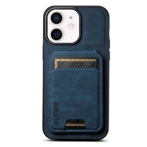 

For iPhone 11 Suteni H02 Litchi Leather Card Wallet Stand Back Phone Case(Blue)