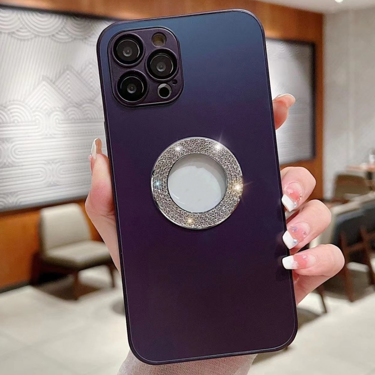 

For iPhone 15 Pro Diamond Frosted Glass PC Phone Case(Purple)