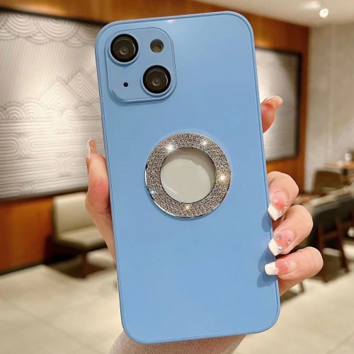 

For iPhone 15 Plus Diamond Frosted Glass PC Phone Case(Baby Blue)