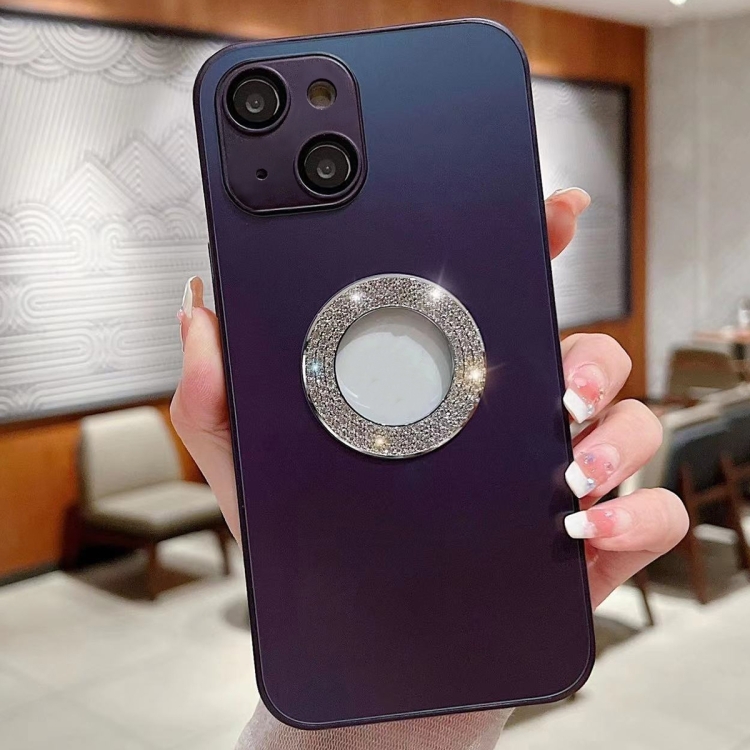 

For iPhone 15 Diamond Frosted Glass PC Phone Case(Purple)