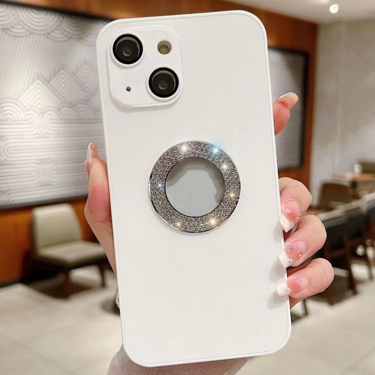 

For iPhone 15 Diamond Frosted Glass PC Phone Case(White)