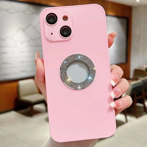

For iPhone 14 Plus Diamond Frosted Glass PC Phone Case(Pink)