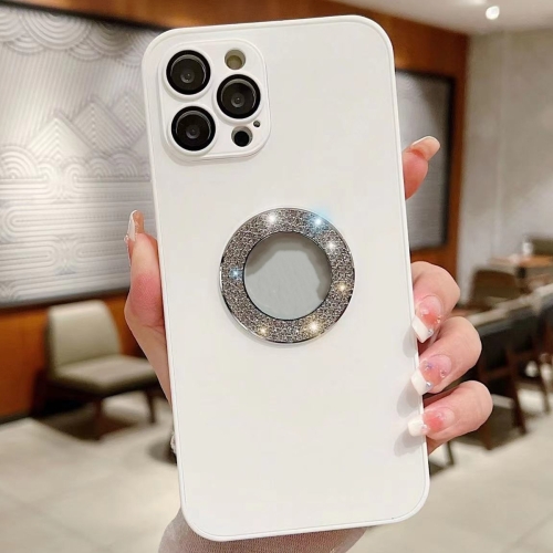 

For iPhone 13 Pro Max Diamond Frosted Glass PC Phone Case(White)