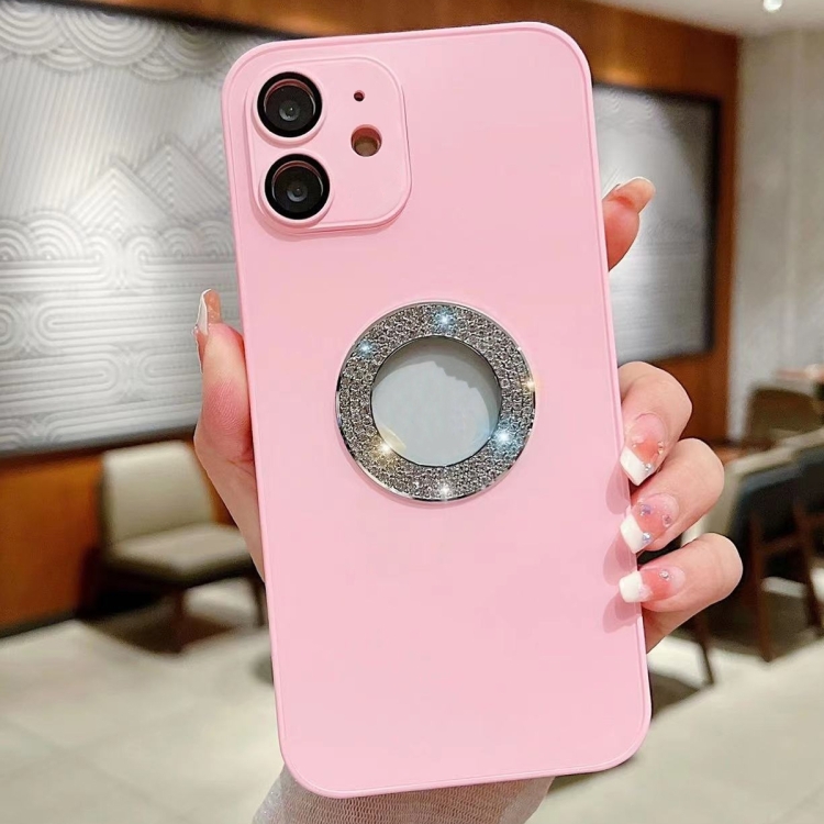 

For iPhone 11 Diamond Frosted Glass PC Phone Case(Pink)