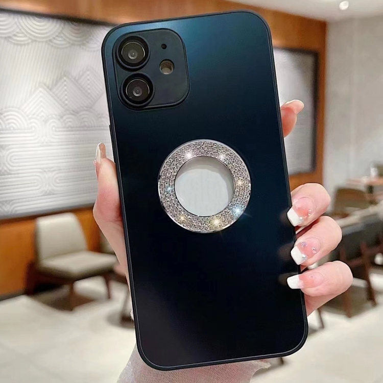 

For iPhone 11 Diamond Frosted Glass PC Phone Case(Black)
