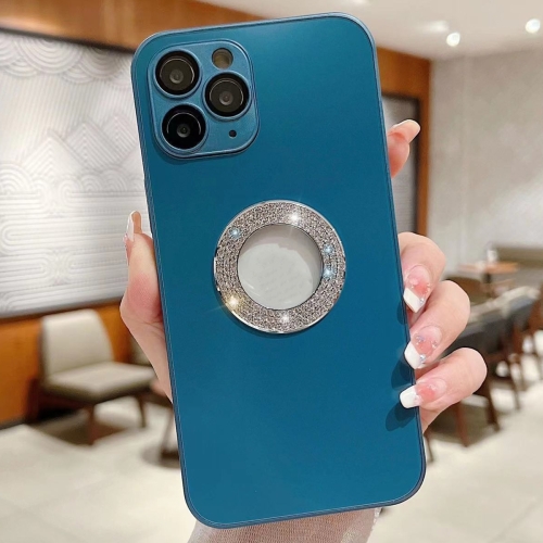

For iPhone 11 Pro Diamond Frosted Glass PC Phone Case(Dark Blue)