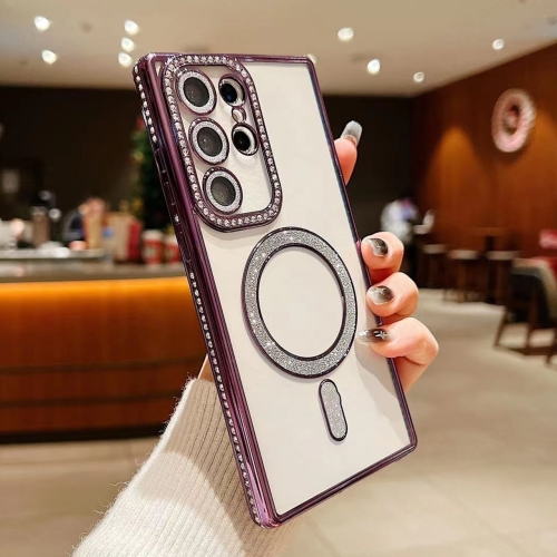 

For Samsung Galaxy S23 Ultra 5G Diamond Gradient Plated MagSafe TPU Phone Case(Purple)