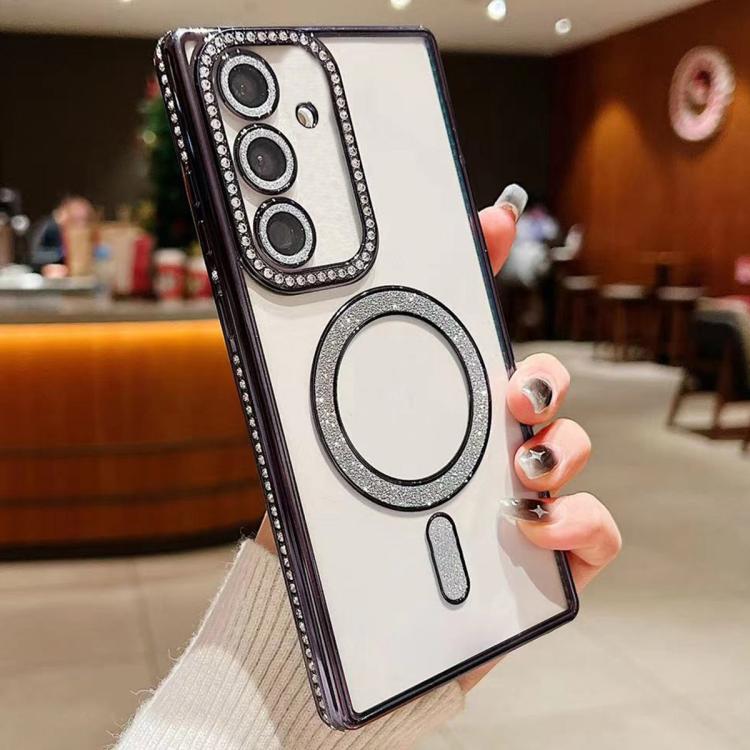 

For Samsung Galaxy S24 FE 5G Diamond Gradient Plated MagSafe TPU Phone Case(Black)