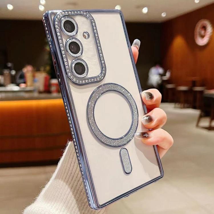 

For Samsung Galaxy S24 FE 5G Diamond Gradient Plated MagSafe TPU Phone Case(Blue)