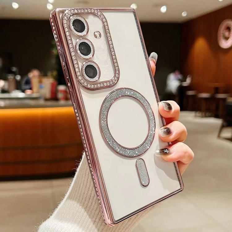

For Samsung Galaxy S25+ 5G Diamond Gradient Plated MagSafe TPU Phone Case(Pink)
