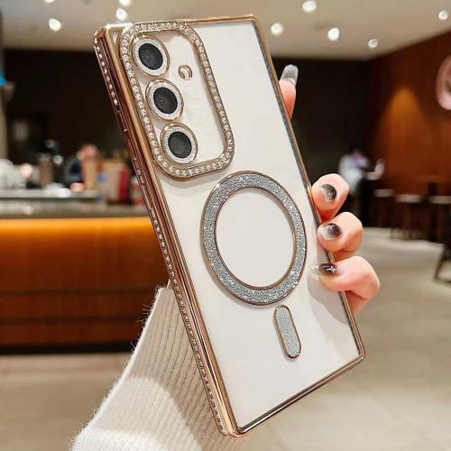 

For Samsung Galaxy S25+ 5G Diamond Gradient Plated MagSafe TPU Phone Case(Gold)